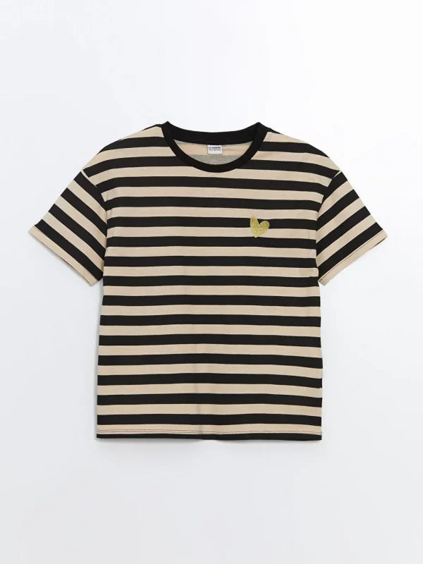 LC WAIKIKI Gold Heart Logo Crew Neck Girl’s T-Shirt